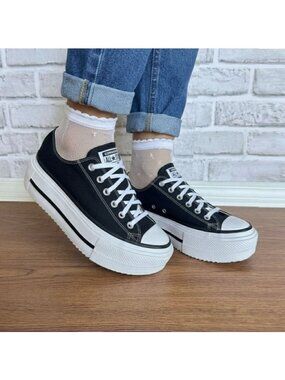 ❤️Chuck Taylor All Star Lift Double Stack 10 Womens Shoes Sneakers Black A15490C